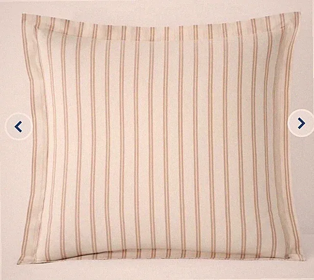 NWOT THE COMPANY STORE Narrow Stripe Gold Cotton Percale Pillow Sham-Euro SET