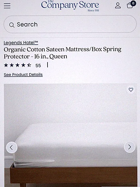 THE COMPANY STORE 100% ORGANIC COTTON SATEEN MATTRESS PROTECTOR QUEEN