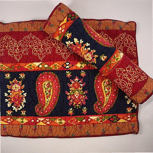 The Company Store 2 Pillow Shams Quilted Flowers Floral Paisley Boho Patchwork