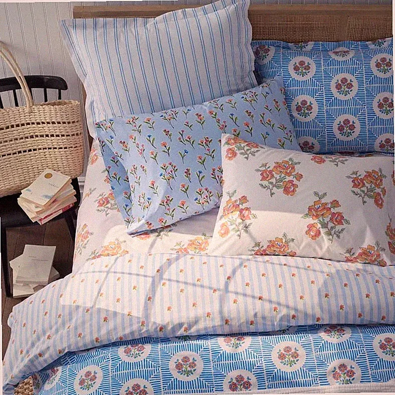 The Company Store Blossoms and Stripes Classic Cool Cotton Percale Bedding