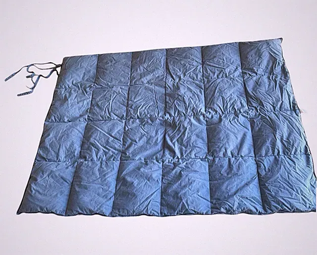 The Company Store Blue Down Throw Blanket w/ Cotton Cover & Stow Bag 40"x57"