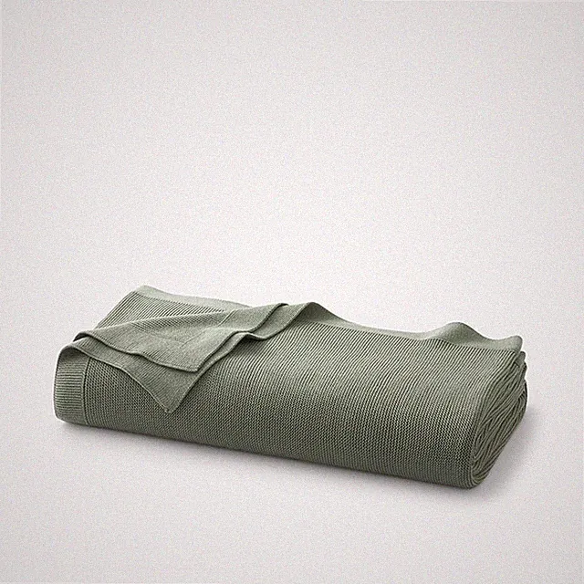 The Company Store Classic All Season Breathable Cotton Knit Throw - Green
