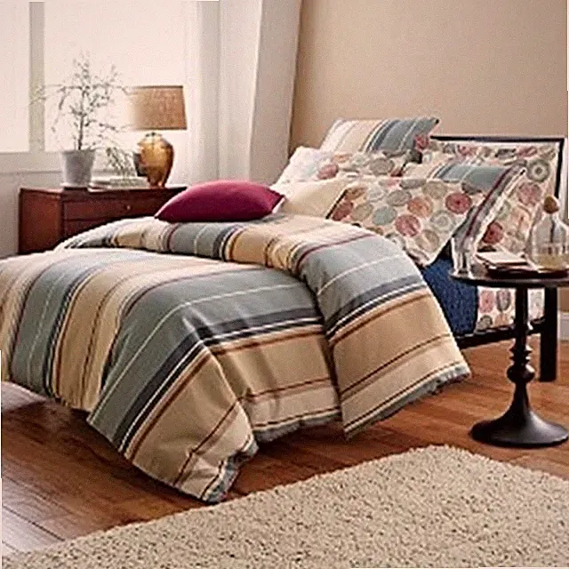 The Company Store Comforter Cover Hadley Striped 100%Cotton Blue Multicolor