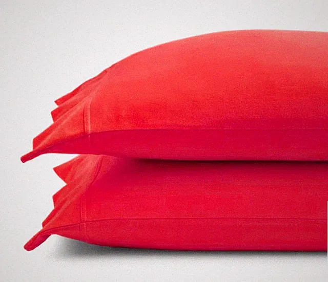 The Company Store Jersey Knit Red Standard Pillowcases Cotton (Set of 2) NEW