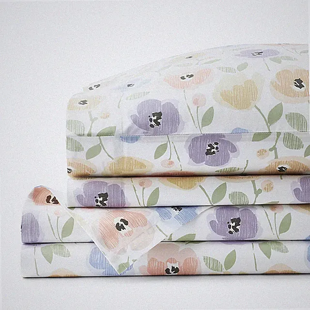 The Company Store Pastel Poppies Cool Organic Cotton Percale Bed Sheet Set