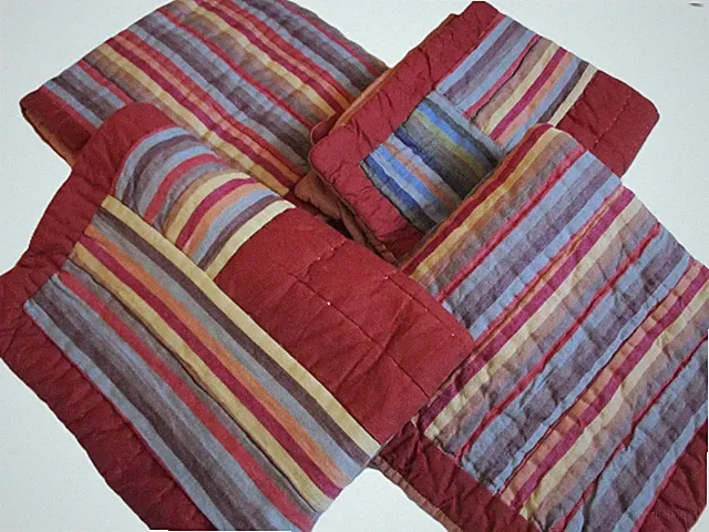 The Company Store Pillow Shams Striped Cotton 4 Lot Set Standard & Euro Multi