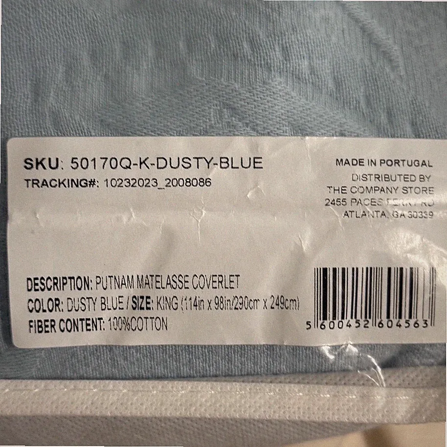 The Company Store Putnam Matelasse Coverlet King Dusty Blue New Cotton Bedding
