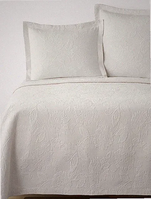 The Company Store Putnam Matelasse Ivory 100% Cotton Bedspread & Sham Twin New