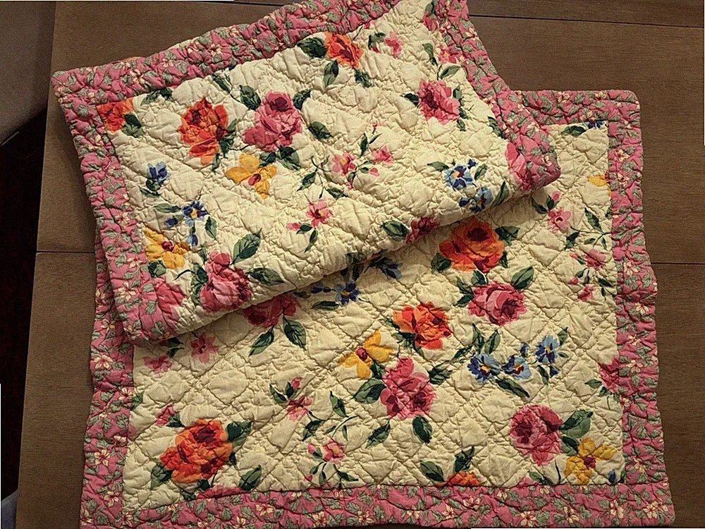 The Company Store Standard Floral Quilted Pillow Shams Cotton yellow Set of 2
