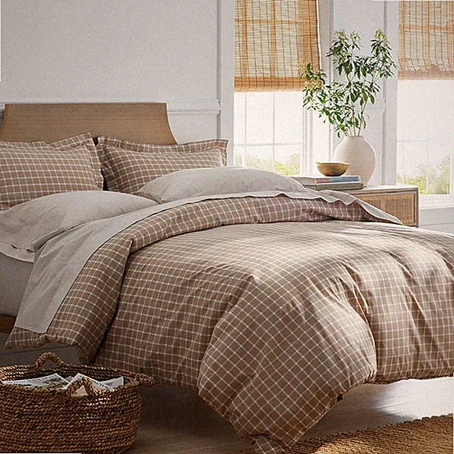 The Company Store Stripes and Plaids Cool Yarn-Dyed Cotton Percale Duvet Cover