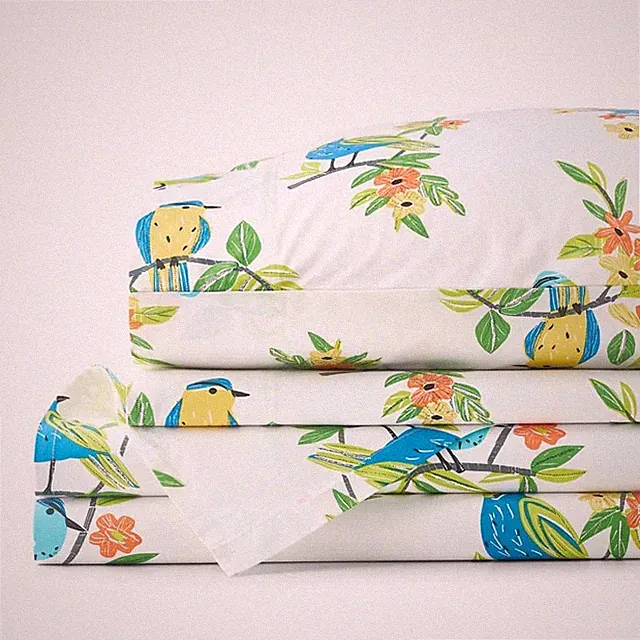 The Company Store Summer Prints Cotton Percale Sheet Set Bed 200TC - Queen