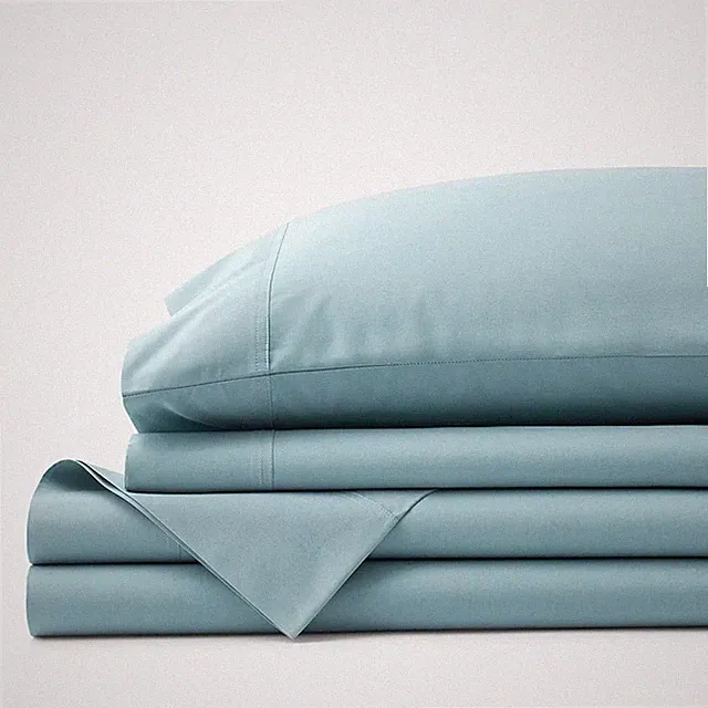 The Company Store Supima Cotton Percale Sheet Set 400TC - Slate Blue, Queen