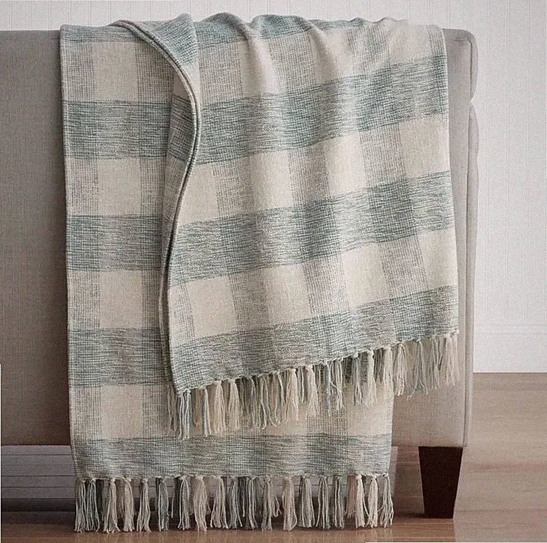 The Company Store Textured Check Throw - Green