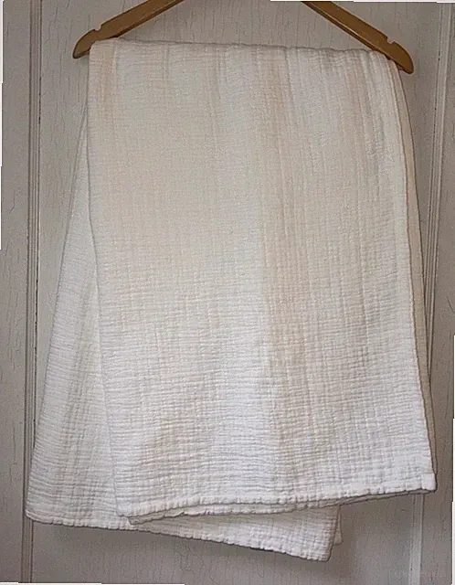 The Company Store Throw Blanket White Cotton Quilted Waffle Texture 50 X 70”