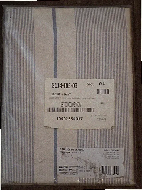 THE COMPANY STORE WIDE STRIPE CLASSIC COOL NAVY PERCALE KING PILLOW SHAM